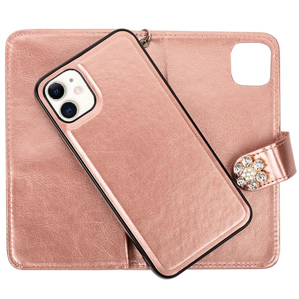 Handmade Detachable Bling Pink Flower Wallet Iphone 12 Mini