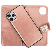 Handmade Detachable Bling Pink Flower Wallet iphone 11 Pro Max