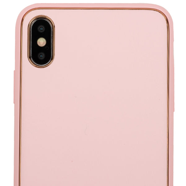 Leather Style Light Pink Gold Case Iphone 10