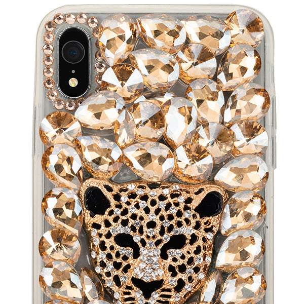 Handmade Cheetah Bling Gold Case Iphone XR