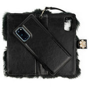 Fur Detachable Wallet Black Samsung S20