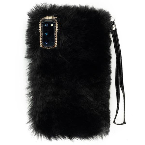 Fur Detachable Wallet Black Samsung S20