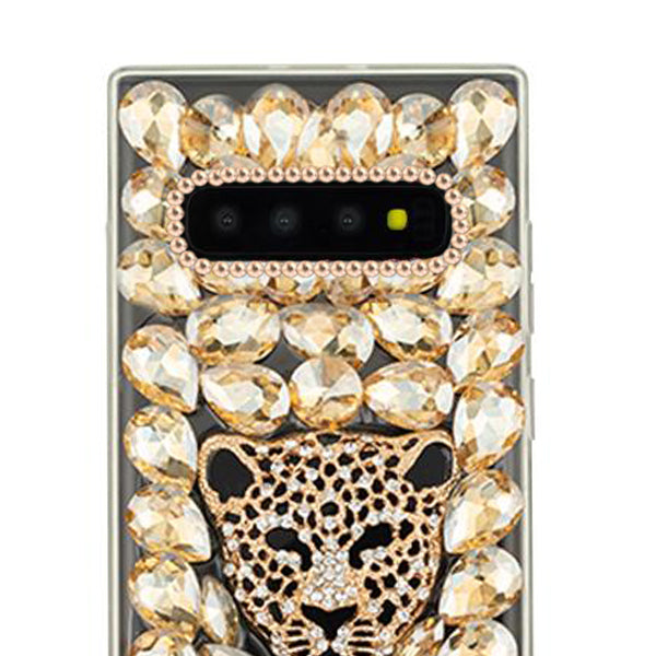 Handmade Cheetah Gold Bling Case S10 Plus