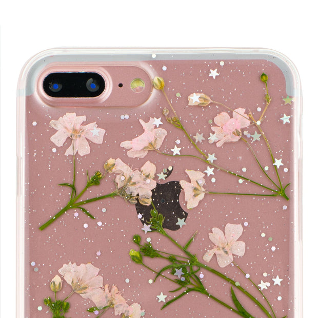 Real Flowers Pink Green Leaves Iphone 7/8 Plus - icolorcase.com