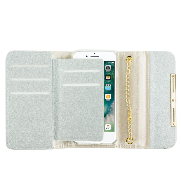 Glitter Detachable Purse Silver Iphone SE 2020 - icolorcase.com