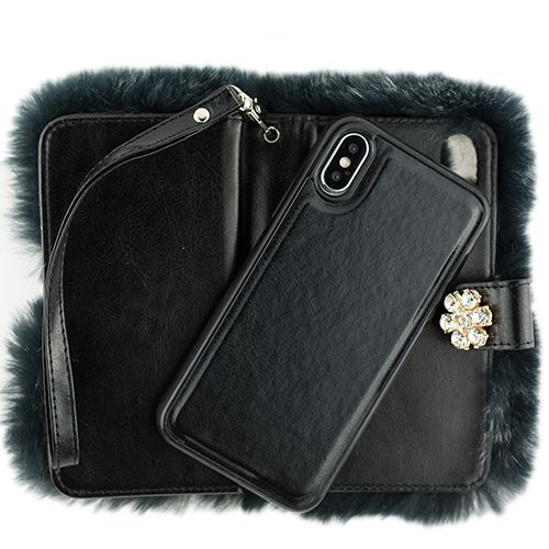 Fur Grey Wallet Iphone 10/X/XS - icolorcase.com