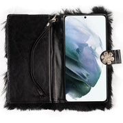 Fur Detachable Wallet Grey Samsung S22