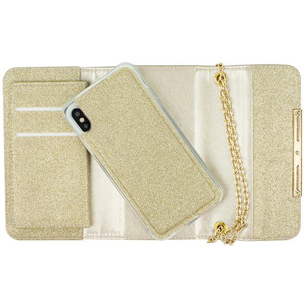 Glitter Detachable Purse Gold Iphone 10/X/XS